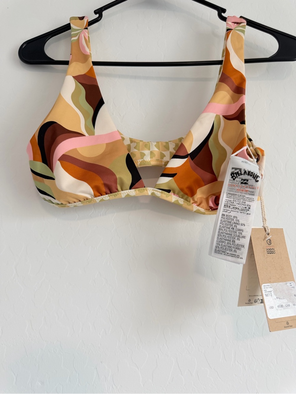 NWT Billabong Bikini Set Top M Bottom XL Reversible